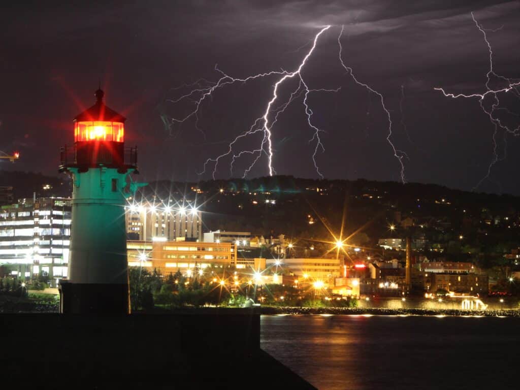 Lightning over Duluth Photo by Rick Rice